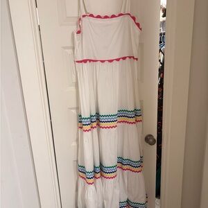 Colorful Women’s Dress with Pink Accents